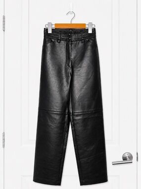 Wilfred by Aritzia Black Faux Leather Leg Pants